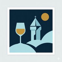 Verre de vin et silhouette de ch&acirc;teau fran&ccedil;ais